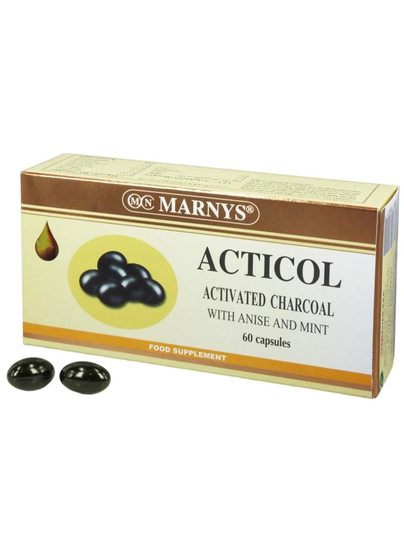 MARNYS Pack Of 60 Acticol Activated Charcoal Capsules With Anise And Mint 