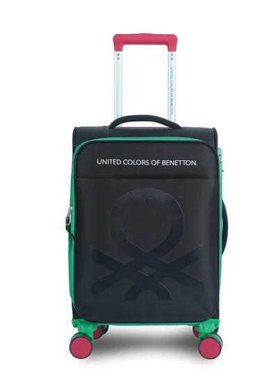 UNITED COLORS OF BENETTON BNTE-50 20 Inch- Cabin Luggage with TSA Lock| Material- Soft Trolley with lightweight | Adjustable Trolley Handle | Smooth Dual Wheels 360degree rotate| BLACK