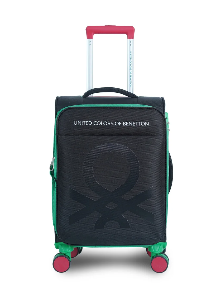 UNITED COLORS OF BENETTON BNTE-50 20 Inch- Cabin Luggage with TSA Lock| Material- Soft Trolley with lightweight | Adjustable Trolley Handle | Smooth Dual Wheels 360degree rotate| BLACK