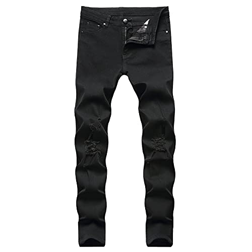 LONGBIDA Men's Slim Fit Ripped Stretch Skinny Jeans for Men, Distressed Tapered Leg Fashion Pants, Black, 40 - Image 4