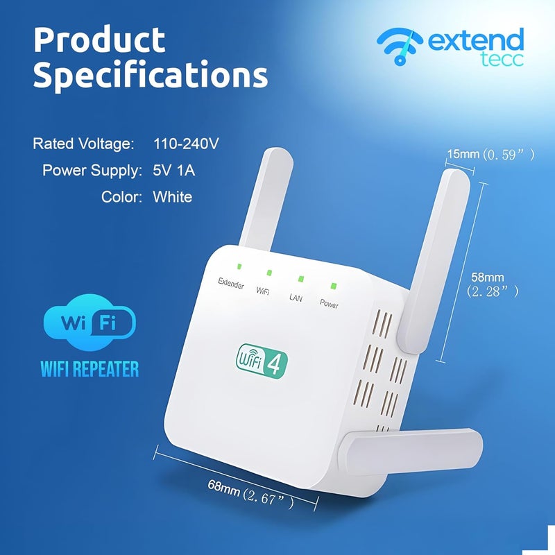 FREEZE2TRIM WiFi Range Extender, 1200Mbps Wireless Signal Repeater Booster, Dual Band 2.4G and 5G Expander, 4 Antennas 360° Full Coverage, Extend WiFi Signal to Smart Home & Alexa Devices - Image 5
