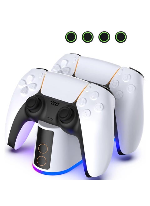 Charger Staion for PS5 Controller with RGB Light,Fast Charging Dock for PlayStation 5 Controller,LED Indicator,USB C Cable,Click-in Design, Safe Intelligent Protection For PS5 controller