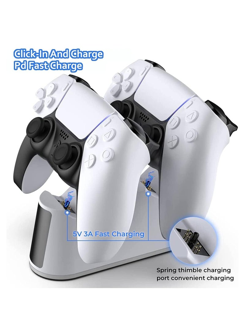 Charger Staion for PS5 Controller with RGB Light,Fast Charging Dock for PlayStation 5 Controller,LED Indicator,USB C Cable,Click-in Design, Safe Intelligent Protection For PS5 controller