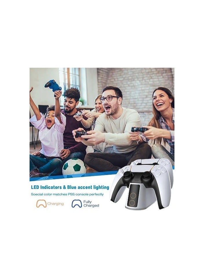 Charger Staion for PS5 Controller with RGB Light,Fast Charging Dock for PlayStation 5 Controller,LED Indicator,USB C Cable,Click-in Design, Safe Intelligent Protection For PS5 controller