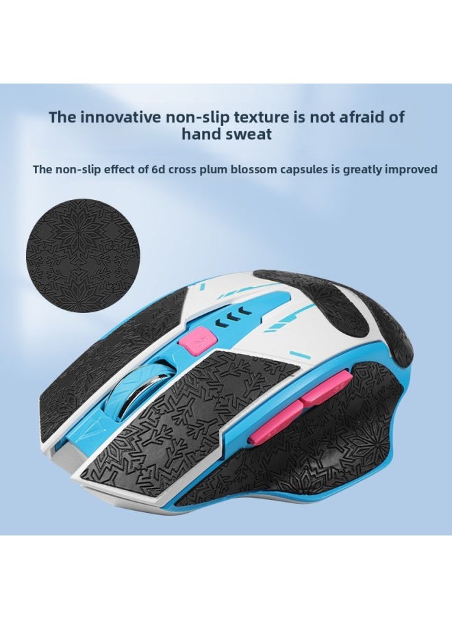 Generic - For Infiq A11 Mouse Anti-slip Sticker A11 Wireless Three-mode Mouse B Station Joint Sticker Sweat-absorbing Palm Membrane-Color:[all Inclusive] One White Printed Mouse Sticker [free Cleaning Cotton] - Image 1