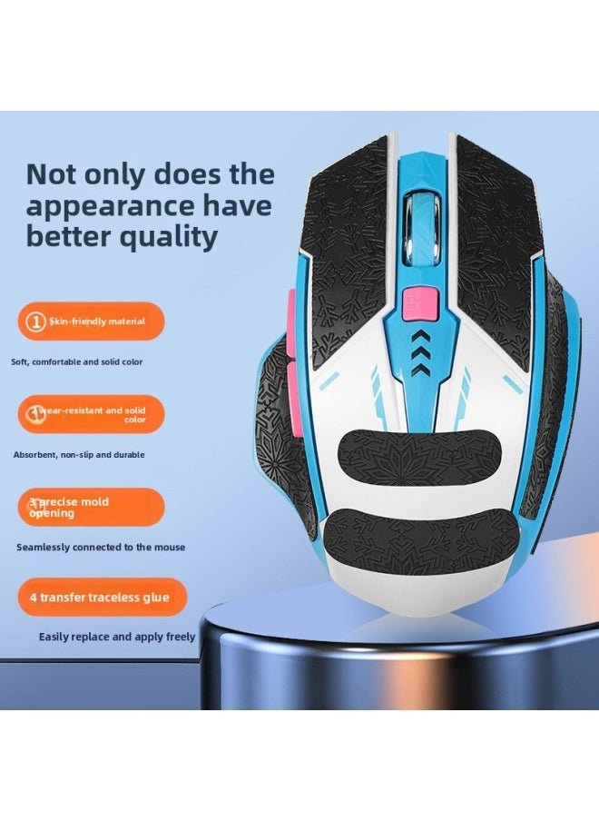 Generic - For Infiq A11 Mouse Anti-slip Sticker A11 Wireless Three-mode Mouse B Station Joint Sticker Sweat-absorbing Palm Membrane-Color:[all Inclusive] One White Printed Mouse Sticker [free Cleaning Cotton] - Image 1