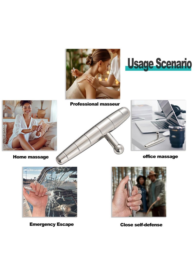 أداة تدليك على شكل حرف T من الفولاذ المقاوم للصدأ، أداة تدليك يدوية 2 في 1 للأنسجة العميقة، عصا تدليك للرقبة والقدم والظهر والكتفين، تدليك نقاط الزناد المستهدفة لتخفيف الألم والاسترخاء لكامل الجسم - Image 4