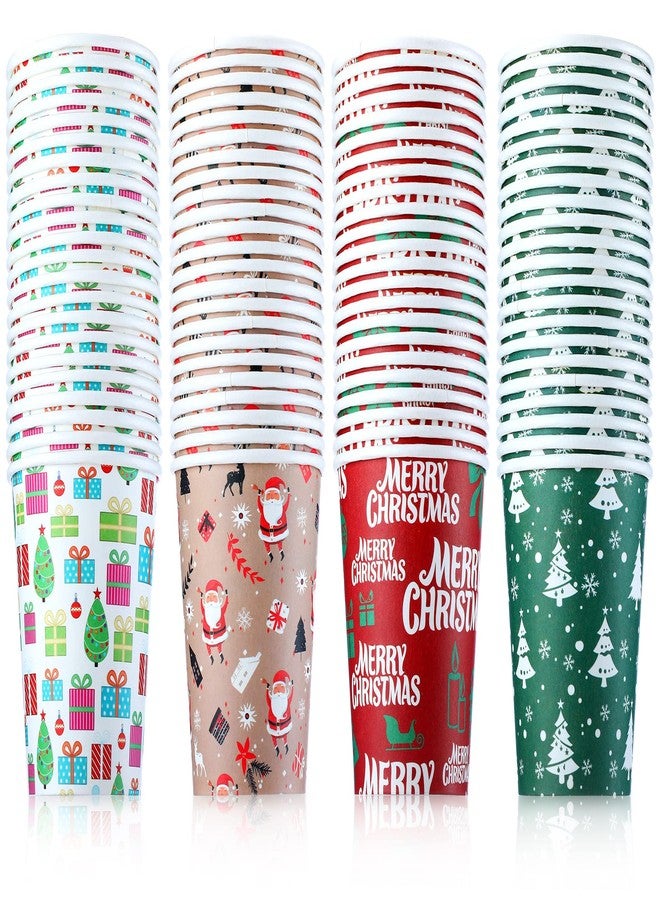 Zhehao 100 Pack Christmas Disposable Cups 9 oz Christmas Paper Cups Christmas Party Supplies Drinking Paper Cups for Party Holidays Hot Cold Beverages Dinnerware Decorations (Tree) - Image 1