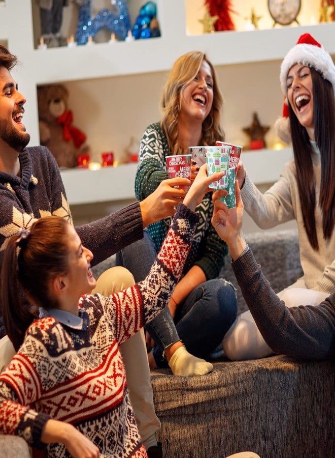 Zhehao 100 Pack Christmas Disposable Cups 9 oz Christmas Paper Cups Christmas Party Supplies Drinking Paper Cups for Party Holidays Hot Cold Beverages Dinnerware Decorations (Tree) - Image 4