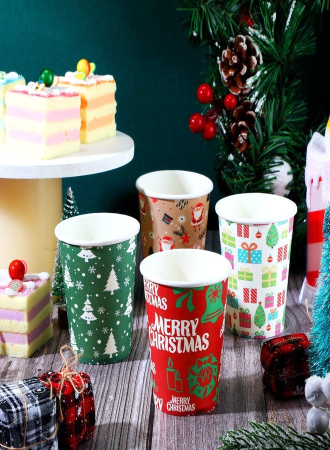 Zhehao 100 Pack Christmas Disposable Cups 9 oz Christmas Paper Cups Christmas Party Supplies Drinking Paper Cups for Party Holidays Hot Cold Beverages Dinnerware Decorations (Tree) - Image 3