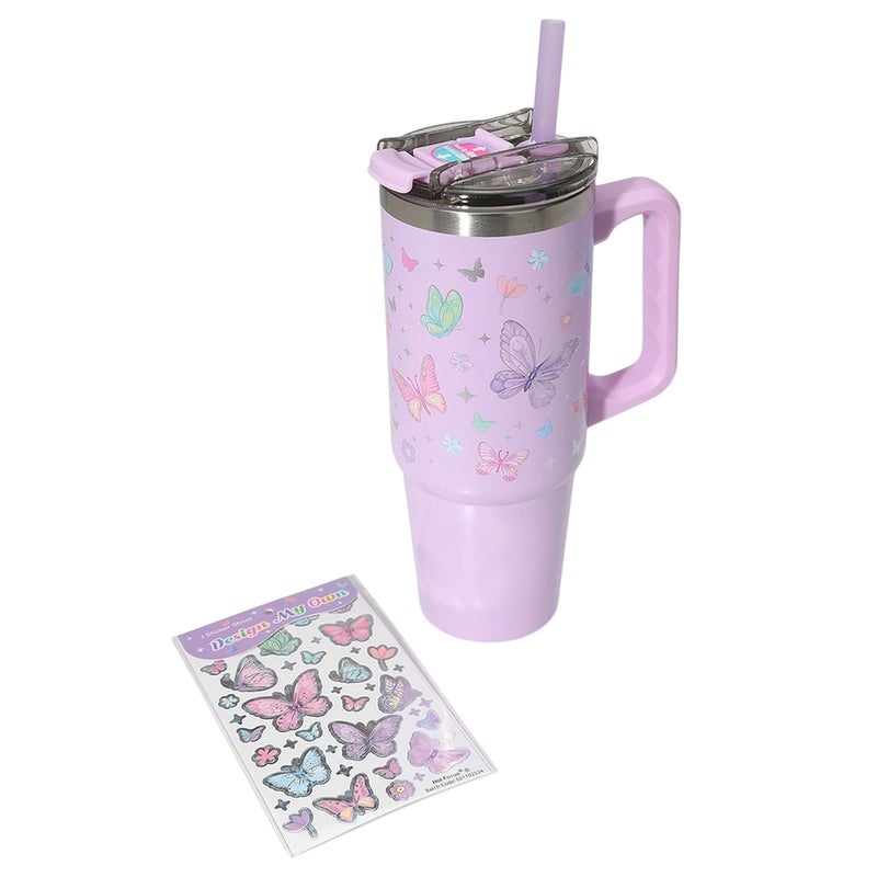 Hot Focus - Tie-Dye Butterfly Insulated Unique Stainless Steel Tumbler with Butterflies Stickers - 467TB - Image 2