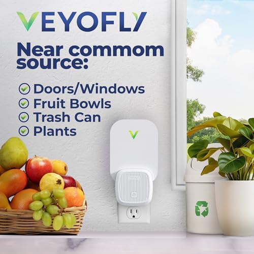 VEYOFLY (Starter Kit) Fly Catcher Indoor, Fly Trap, (2 Device + 6 Refills) Fruit Fly Traps for Indoors, Gnat Traps for House Indoor, Bug Killer, Fly Trap, Plug in Light Flying Insect Trap - Image 3