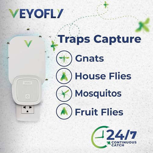 VEYOFLY (Starter Kit) Fly Catcher Indoor, Fly Trap, (2 Device + 6 Refills) Fruit Fly Traps for Indoors, Gnat Traps for House Indoor, Bug Killer, Fly Trap, Plug in Light Flying Insect Trap - Image 2