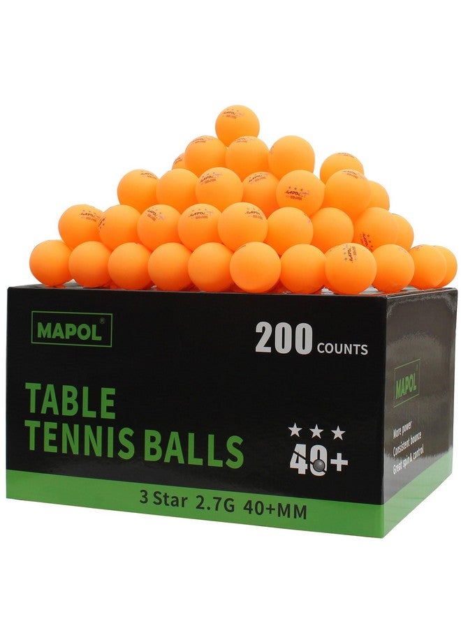 MAPOL 200 Count Table Tennis Balls, 3 Star Advanced Training Ball, Bulk Ping Pong Balls For Indoor & Outdoor Sports (Orange) - Image 1