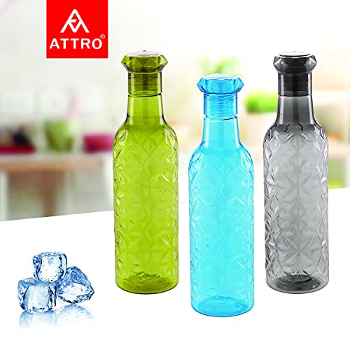 Attro Iceberg Unbreakable PET Fridge Water Bottle,Set of 3,1000 ml,Multicolor - Image 3