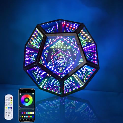 venveal Infinity Mirror Light Cool Led Changing Night Dodecahedron Light with Music Sync Function for USB Powered for Computer Gaming Desk Birthday(5.91×7.09×7.09in) - Image 1
