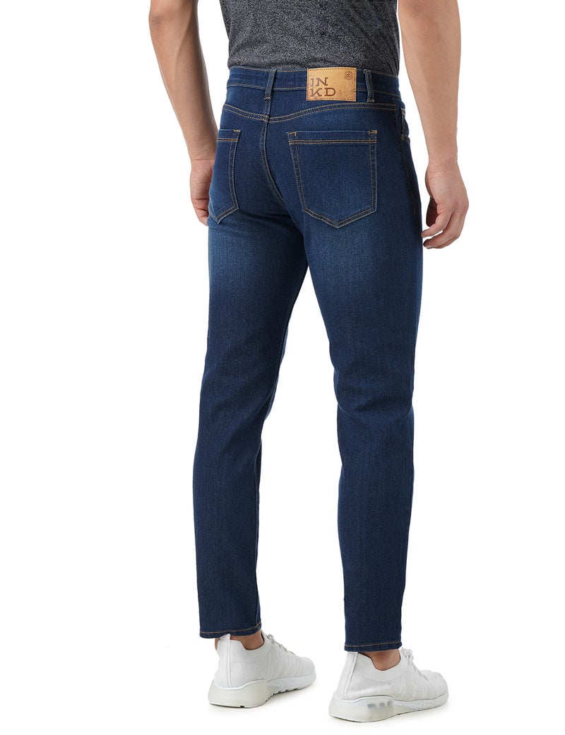 inkd جينز رجالي بقصة عادية مع خياطة متباينة وقابل للتمدد - Image 3
