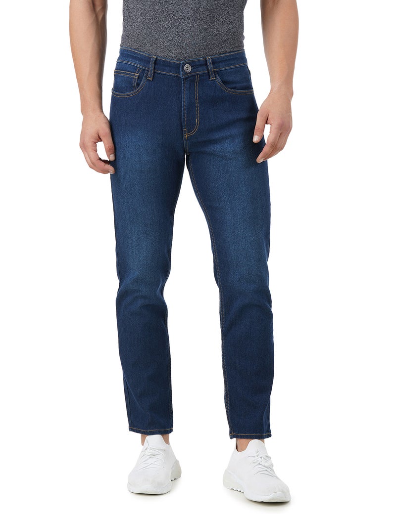 inkd جينز رجالي بقصة عادية مع خياطة متباينة وقابل للتمدد - Image 1