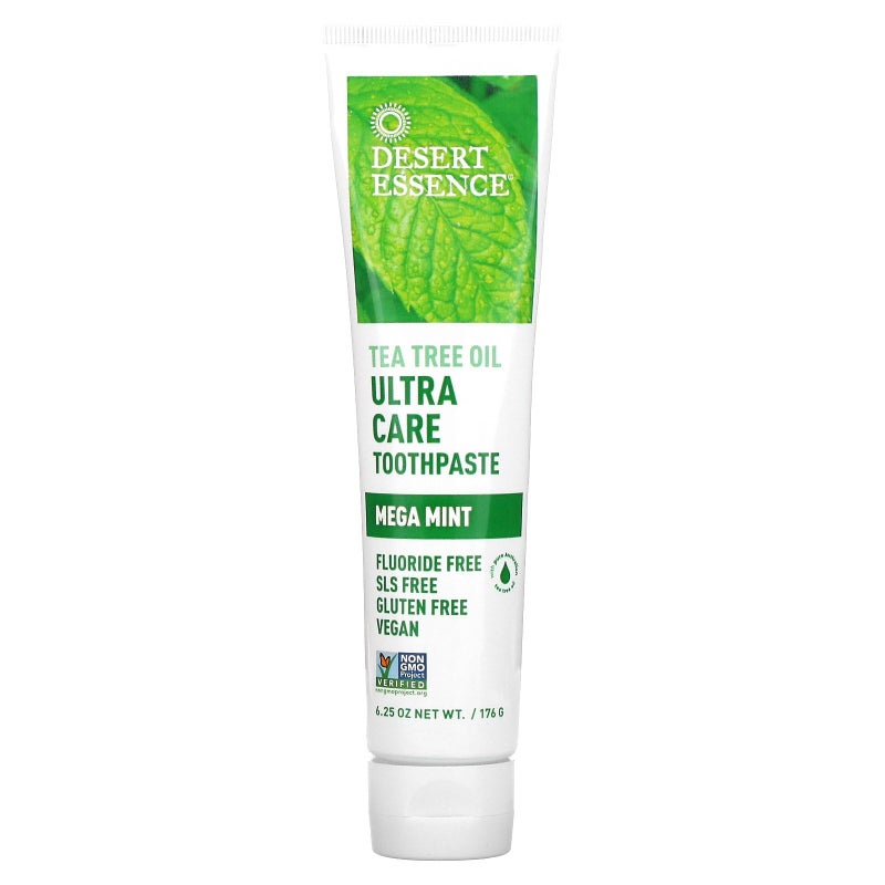 Desert Essence Natural Tea Tree Oil Ultra Care Toothpaste - Mega Mint - 6.25 Oz - Helps Soothe Gums & Reduce Plaque - Freshens Breath & Cleans Teeth - Oral Care - Defends Against Sugar Acids - Image 1