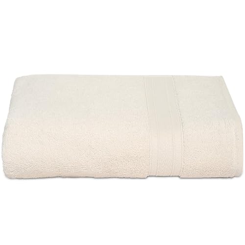 Ambra Linens 500 GSM Highly Absorbent Towel, 100% Cotton, Soft and Plush, All Seasons Use, Large, Everyday Use, Durable (1 Piece of Bath Towel, Cream) - Image 1