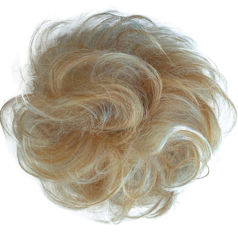 CAISHA 100 HUMAN HAIR Scrunchie Hair Piece Updo Braid Hair Scrunchy Messy Bun Blonde Mix H312a