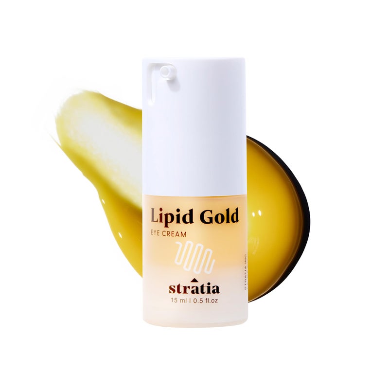 Stratia Lipid Gold Eye Cream Moisturizer and Anti-Aging Skincare for Dark Circles, Fine Lines, Wrinkles, and Under-Eye Brightening, 0.5 fl. oz - Image 1