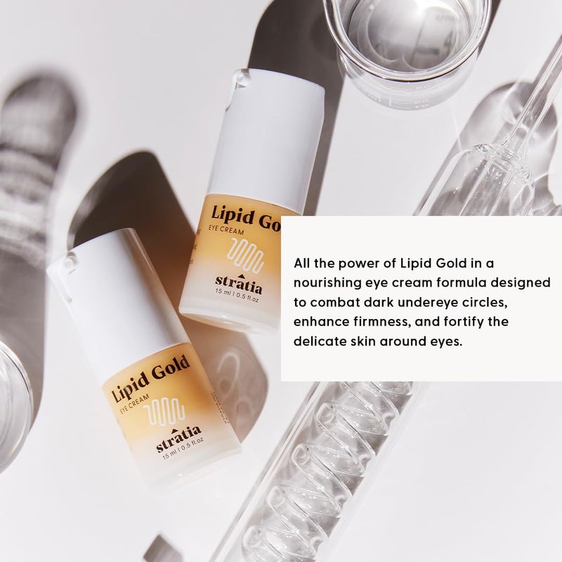 Stratia Lipid Gold Eye Cream Moisturizer and Anti-Aging Skincare for Dark Circles, Fine Lines, Wrinkles, and Under-Eye Brightening, 0.5 fl. oz - Image 5