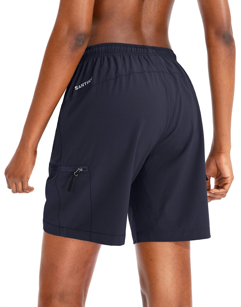 SANTINY Women's 5''/ 7''/9'' Hiking Cargo Shorts Quick Dry Lightweight Summer Shorts for Women Athletic Golf Zipper Pockets(Navy_XXL) - Image 3