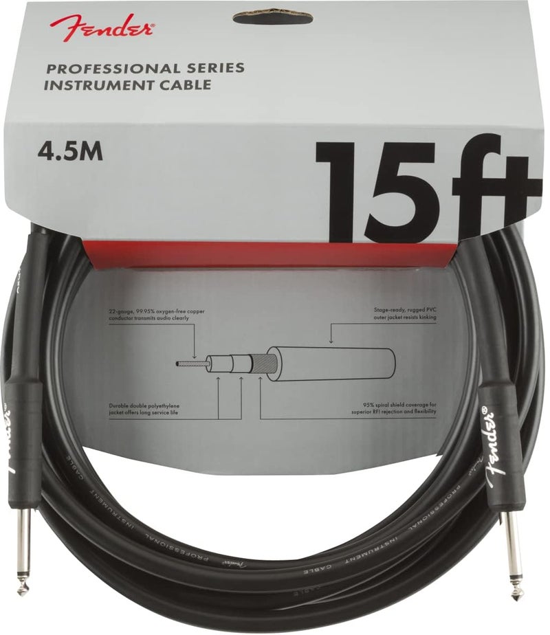 Fender Instrument Cable Professional Series 15Ft Black 990820021 - Image 1