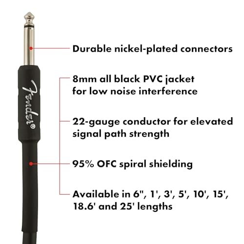 Fender Instrument Cable Professional Series 15Ft Black 990820021 - Image 3