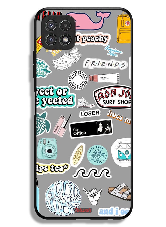 Tolwak Samsung Galaxy A22 5G Protective Case Cover Good Vibes Stickers - Image 1