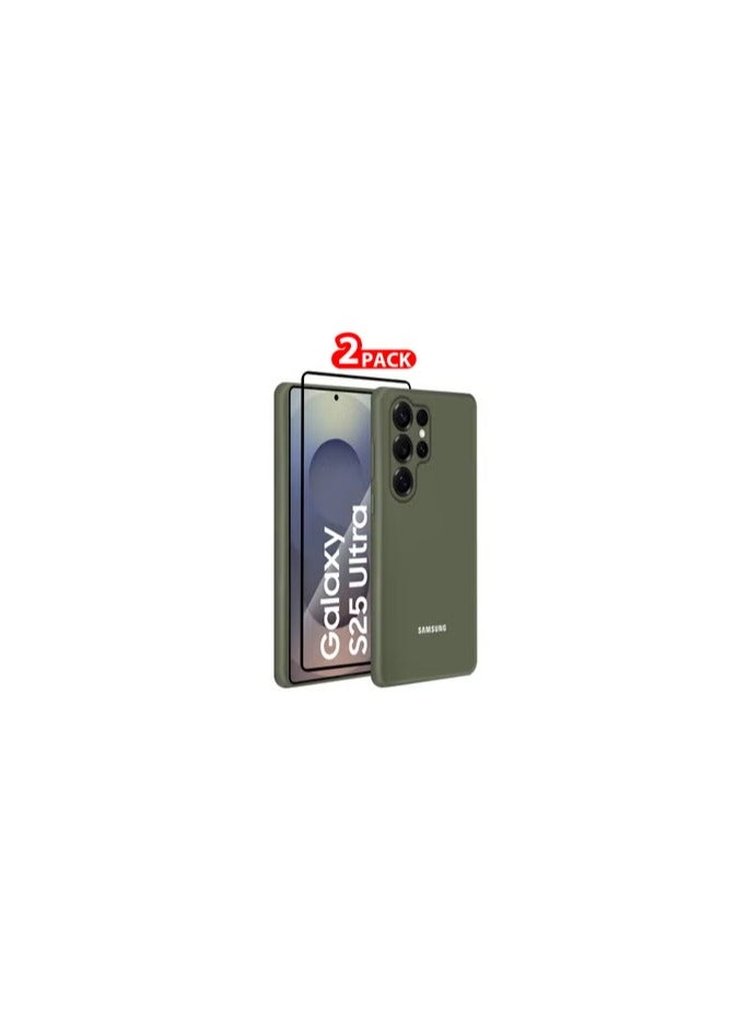 CATANES (for Samsung Galaxy S25 Ultra) 2Packs, Case Cover Ultra-Durable Soft Silicone Protective with Precise Cutouts and Anti-Slip Grip with Shock Proof Screen Protector -Olive Green - Image 1