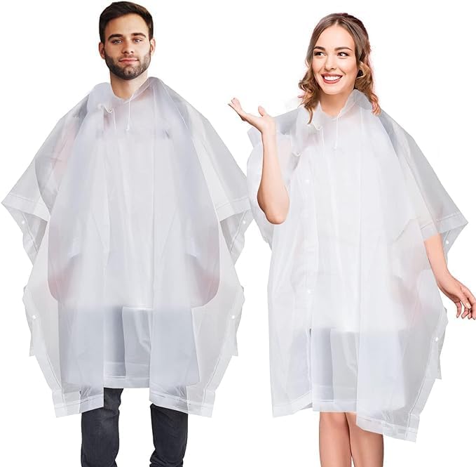 HZYH 2 Pack of Raincoat Rain Poncho for Adults, EVA Portable Adults Waterproof Ponchos, Reusable Raincoat with Hoods for Camping, Hiking Travel, Amusement Parks, Festival - Image 1