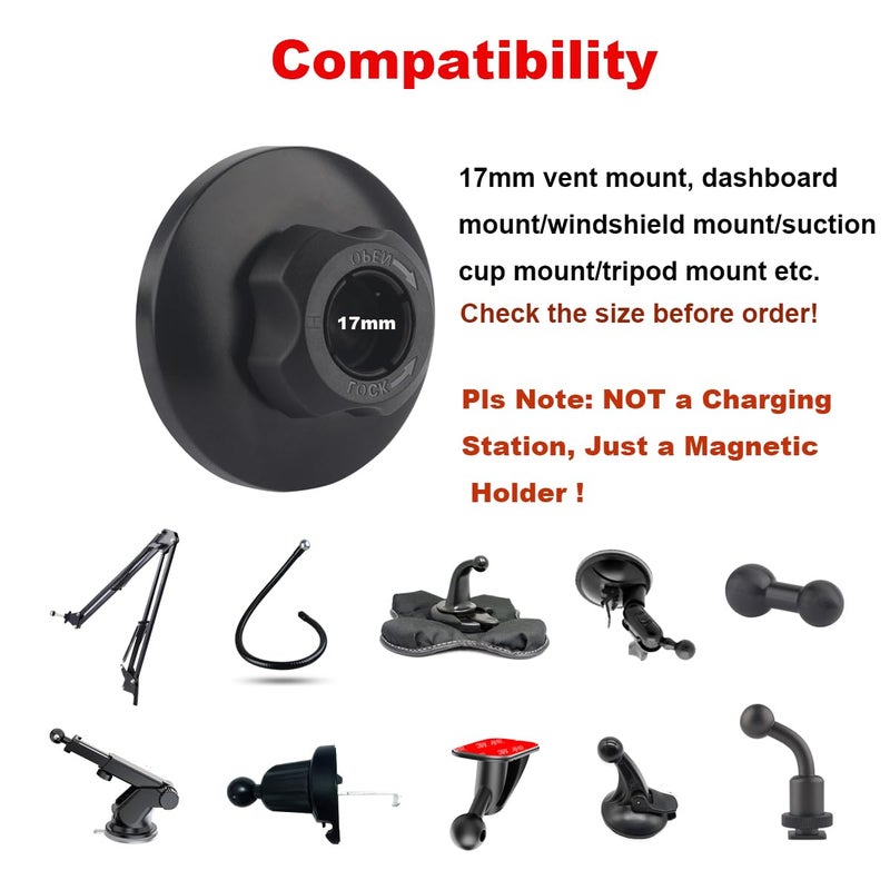 Rigdance Magnetic Phone Mount Base for MagSafe 17mm (0.67") Ball Socket, Phone Car Mount Accessory - Image 2