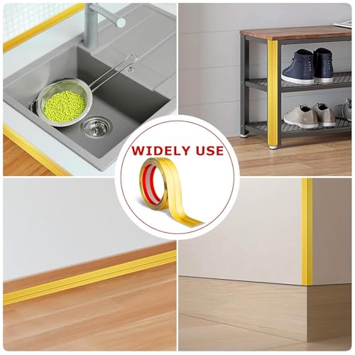 Grofilo "1 Roll Flexible PVC Golden Wall Molding Trim – Decorative & Protective Caulk Strip for Table Edges, Door Frames, Baseboards, and Corners" - Image 5