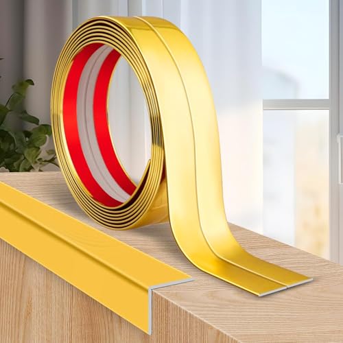 Grofilo "1 Roll Flexible PVC Golden Wall Molding Trim – Decorative & Protective Caulk Strip for Table Edges, Door Frames, Baseboards, and Corners" - Image 1