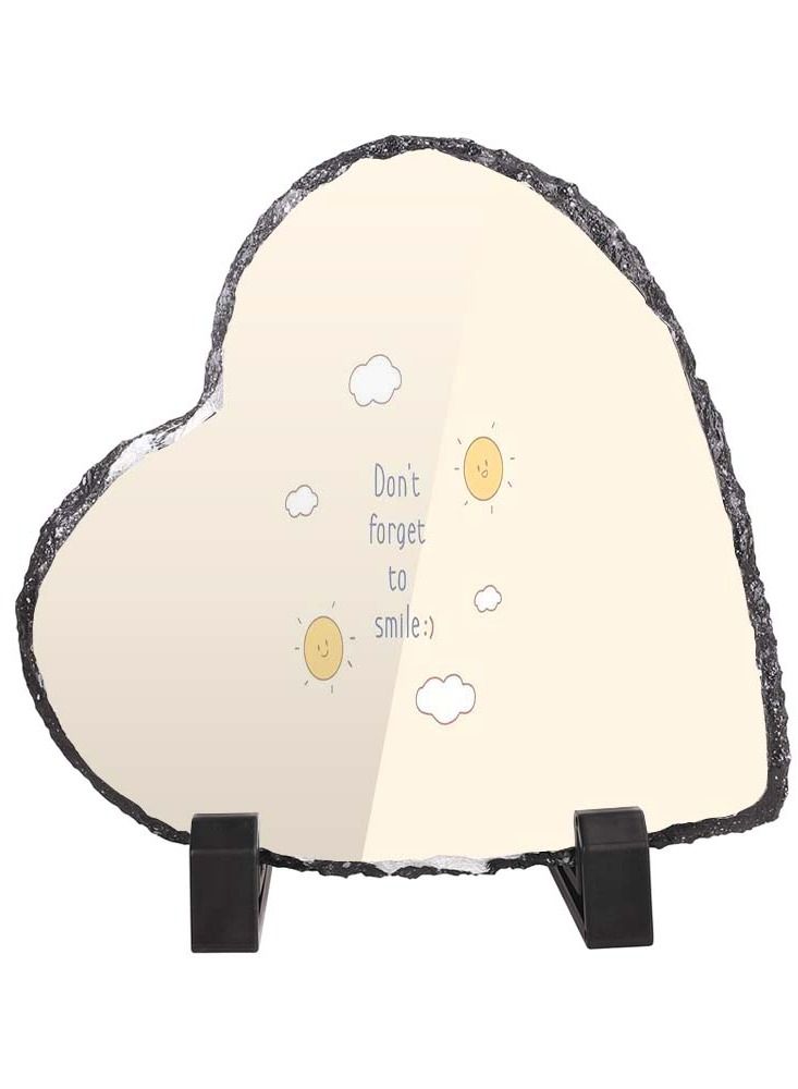 Service Zone Protective Printed White Heart Shape Marble Photo Frame for Table Top Dont Forget To Smile 