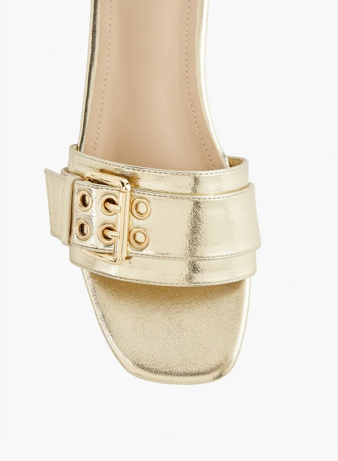Flora Bella By Shoexpress Buckle Accent Slip-On Flat Sandals