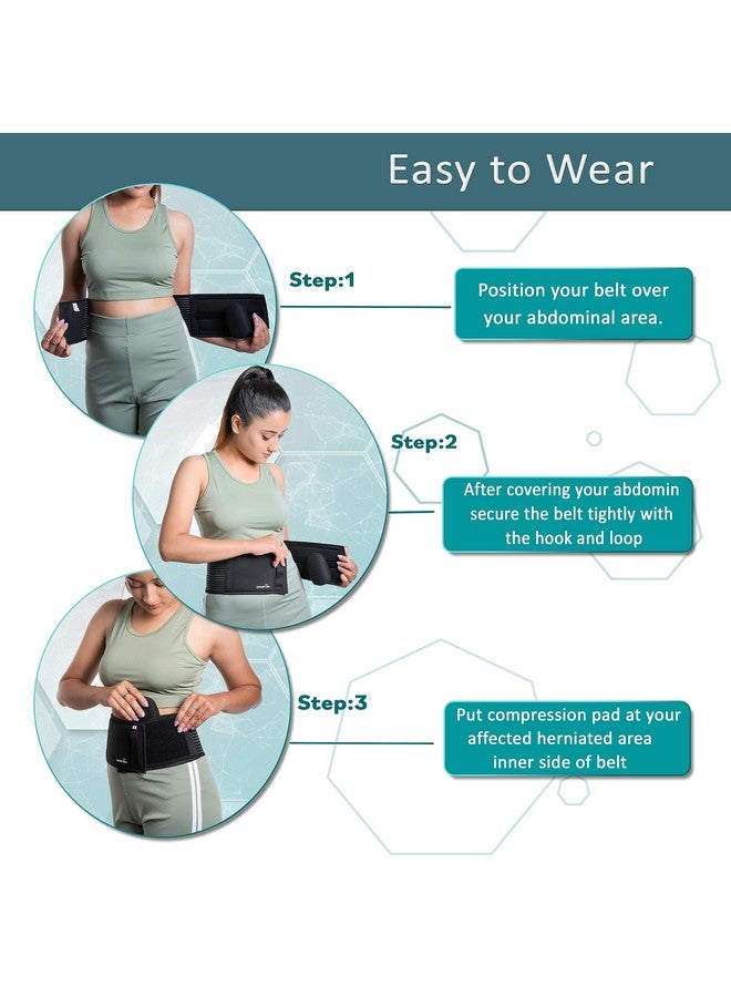 Wonder Care Wonder Care Polyester, Umbilical Black Hernia Belt Pain Relief Support Brace With 1 Removable Compression Pad For Men & Women (Xxl)  - Image 3