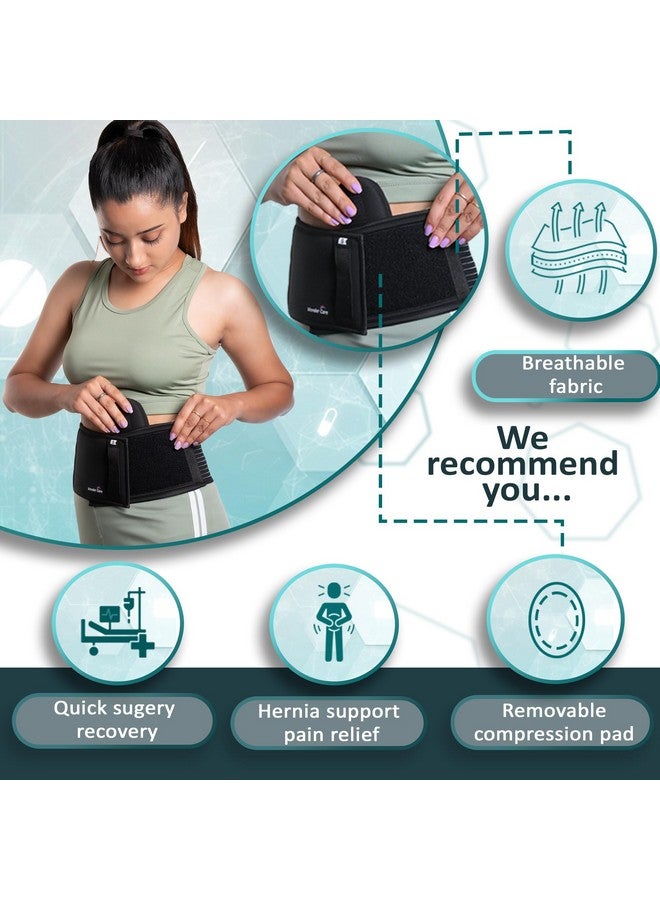 Wonder Care Wonder Care Polyester, Umbilical Black Hernia Belt Pain Relief Support Brace With 1 Removable Compression Pad For Men & Women (Xxl)  - Image 4