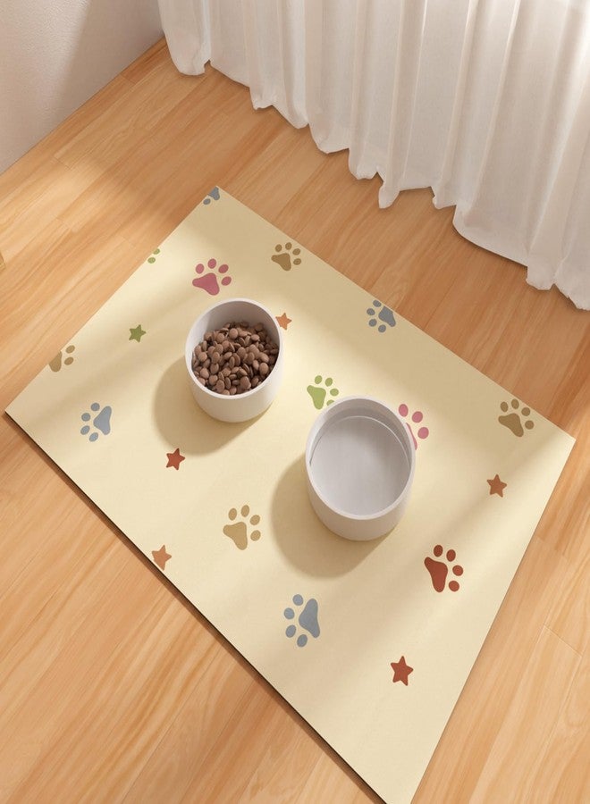 BLESWIN Dog Feeding Mat 16"x24", Absorbent Mat for Dog Water Bowl, Rubber Pet Food Mat, Pet Food Mats for Floor Waterproof, Pet Placemats for Food and Water, Cat Feeding Mat, Beige - Image 1