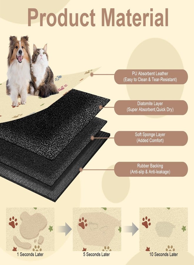 BLESWIN Dog Feeding Mat 16"x24", Absorbent Mat for Dog Water Bowl, Rubber Pet Food Mat, Pet Food Mats for Floor Waterproof, Pet Placemats for Food and Water, Cat Feeding Mat, Beige - Image 3