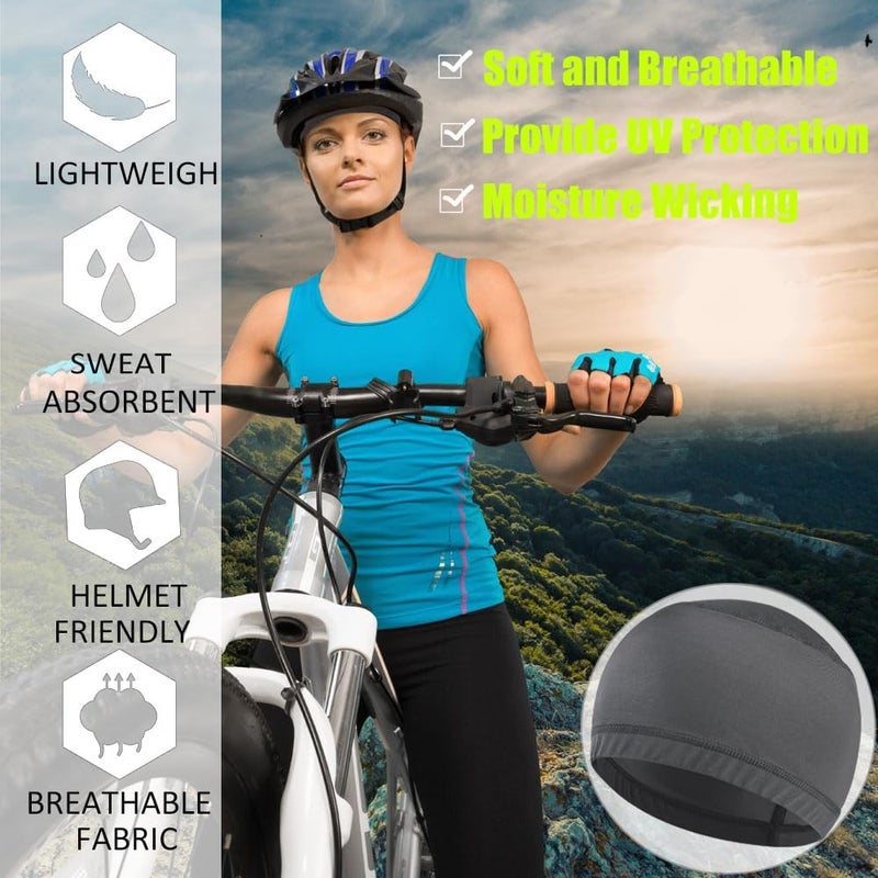 vidsel Skull Cap Helmet Liner Hard Hat Liner Running Beanie Head Wrap Bicycle Football Sweat Wicking Cycling Caps for Men Women - Image 3