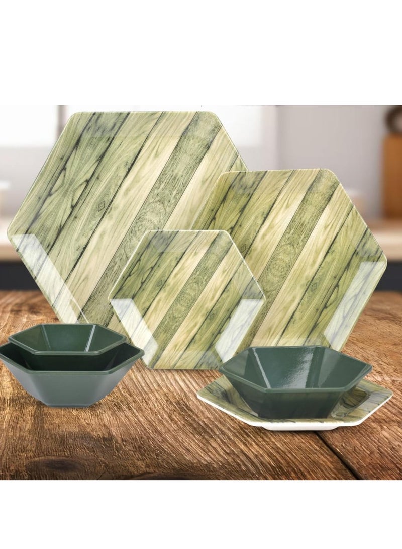 Diamond Home Hexa 31-piece Melamine Dinner Set, green - Image 1
