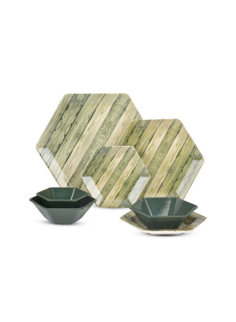 Diamond Home Hexa 31-piece Melamine Dinner Set, green - Image 3