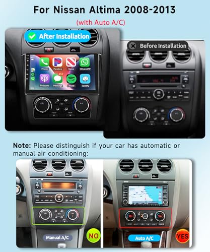 Podofo 2G64G Android Car Radio for Nissan Altima 2008 2009 2010 2011 2012 Wireless Carplay Android Auto Car Stereo 9 IPS Touchscreen with WiFi GPS BluetoothFMRDS Rear CameraAuto AC - Image 3