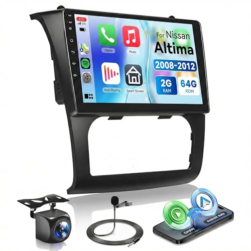Podofo 2G64G Android Car Radio for Nissan Altima 2008 2009 2010 2011 2012 Wireless Carplay Android Auto Car Stereo 9 IPS Touchscreen with WiFi GPS BluetoothFMRDS Rear CameraAuto AC - Image 1