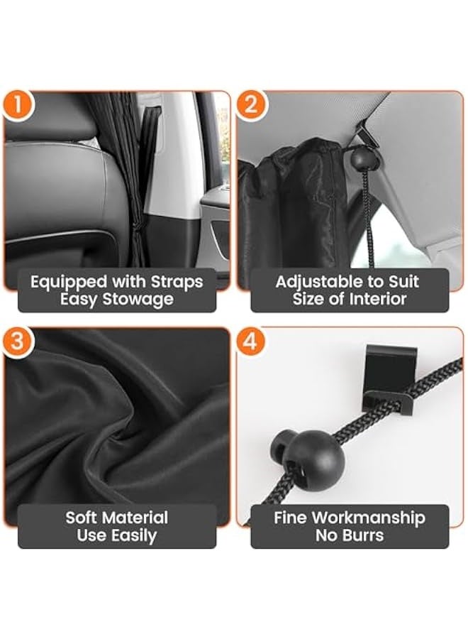 Car Sun Shade, Adjustable Car Privacy Shades, Universal Car Shade for Side Window, Car Side Window Sun Shade for Baby, Protection Privacy Keeps Cooler, Reusable and Washable (Black, 3PCS) - Image 3