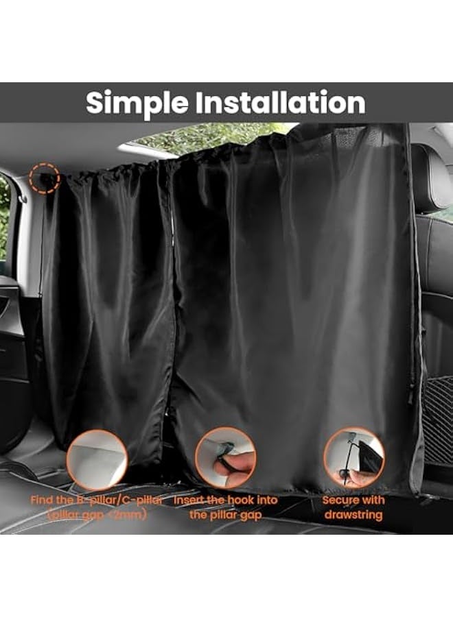 Car Sun Shade, Adjustable Car Privacy Shades, Universal Car Shade for Side Window, Car Side Window Sun Shade for Baby, Protection Privacy Keeps Cooler, Reusable and Washable (Black, 3PCS) - Image 2