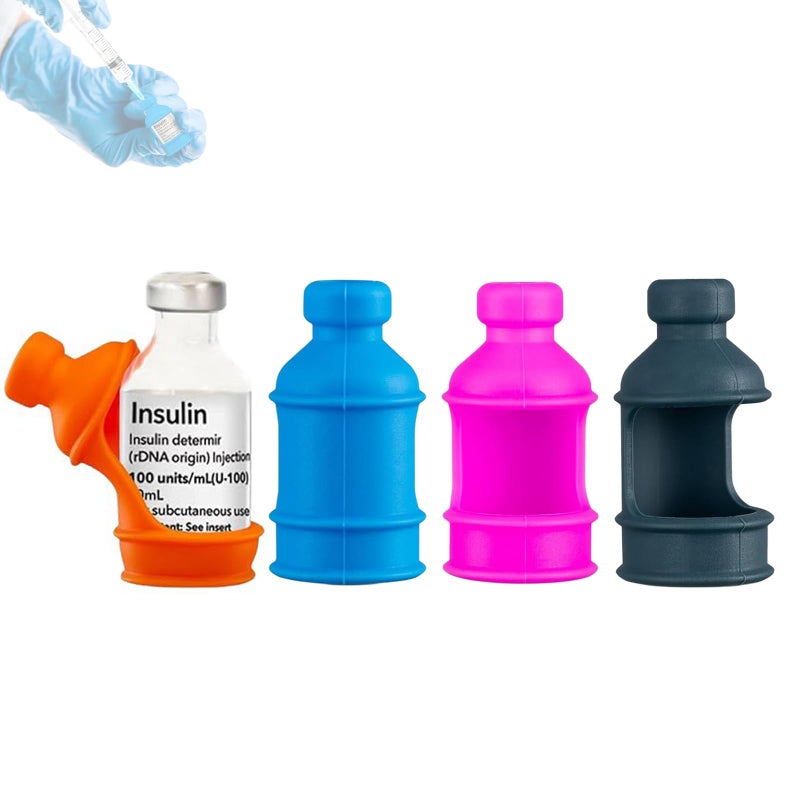 sijidou 4 Pack Insulin Vial Bottle Protector Sleeve for Diabetic Silicone Protective Case to Protect Insulin Vial from Breaking Suitable for 10ml Short Insulin Vials Pink Blue Orange Grey - Image 3
